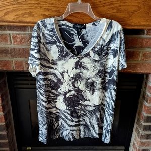 Azul black and white top women's plus size 1X